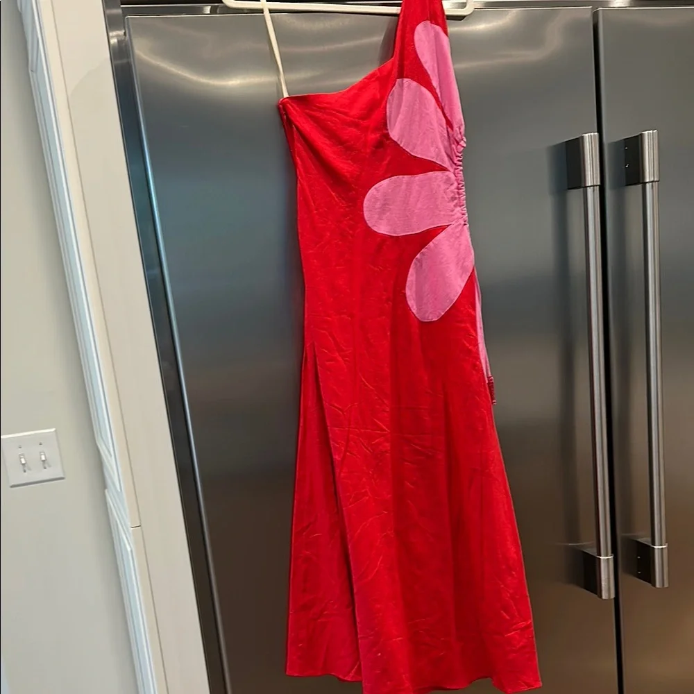 FARM Rio One Shoulder Red and Pink Dress - Picture 4 of 4
